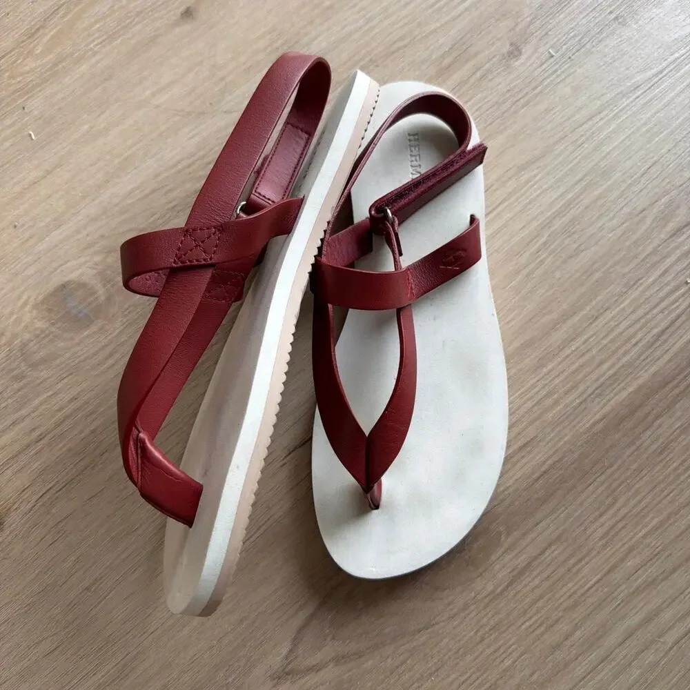 White and brown leather sandals